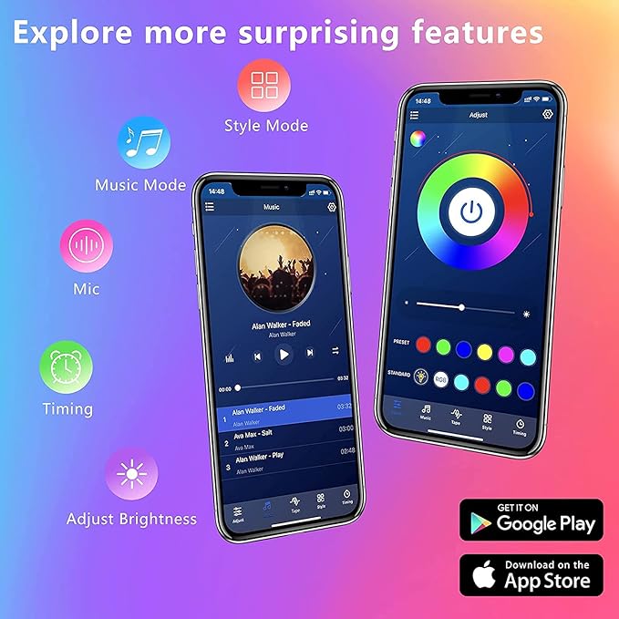 GUPUP 200 FT LED Strip Lights,Color Changing LED Lights for Bedroom,Built-in-Mic,Music Sync Tape Lighting,Phone Smart Controlled(APP+Remote+Mic)