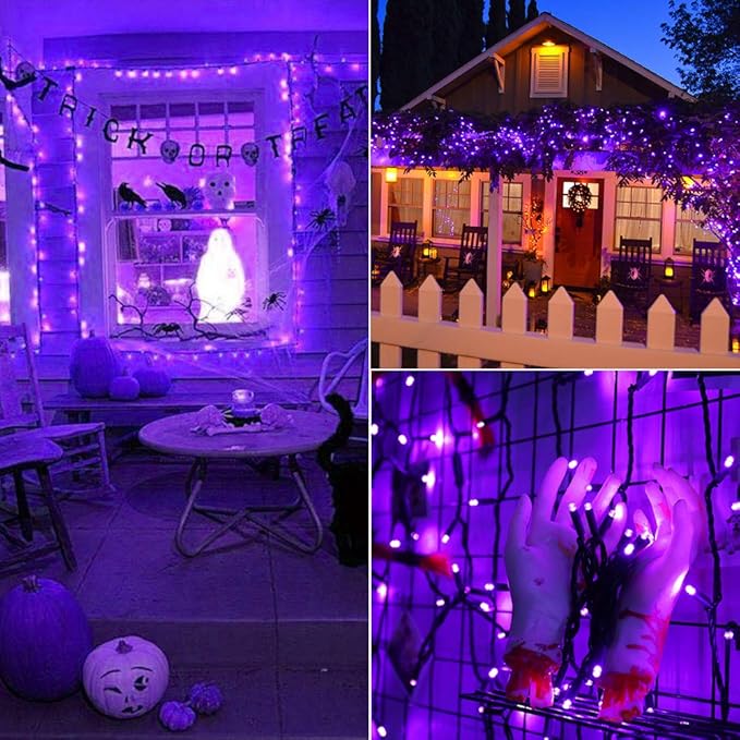 Brizled Purple Christmas Lights, 33ft 100 LED 5mm Wide Angle Gentle Twinkle Christmas Lights, 120V UL Certified Connectable Purple String Light Outdoor Xmas Tree Light for Xmas Halloween Tree Home