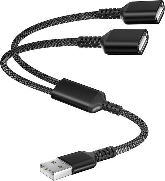 Itramax USB Splitter Cable 1 in 2 Out 3.3FT,USB-A Male to Double Female Y Splitter Extension Cord,Dual Port Extender Hub,Data Power Charger Splitter Adapter for TV,PC,Laptop,MacBook,PS4,PS5,Car,Mouse