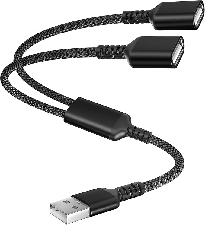 Itramax USB Splitter 1 in 2 Out 1FT,Dual Port Extender Hub,USB Splitter Y Cable Male to Female Extension Adapter,Data Power Charger Split Converter for Xbox One Series,Car,Laptop,Mac,Keyboard,PS4,PS5