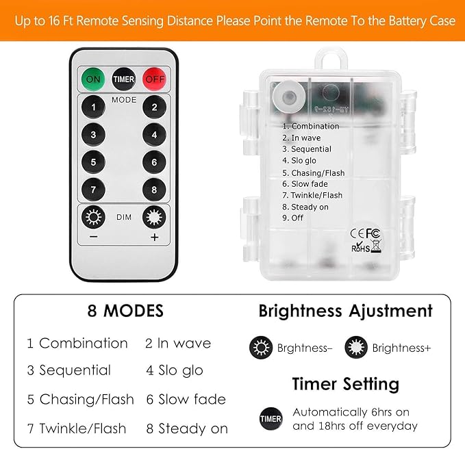 LED Rope Lights Battery Operated String Lights-40Ft 120 LEDs 8 Modes Outdoor Waterproof Fairy Lights Dimmable/Timer with Remote for Camping Party Garden Holiday Decoration