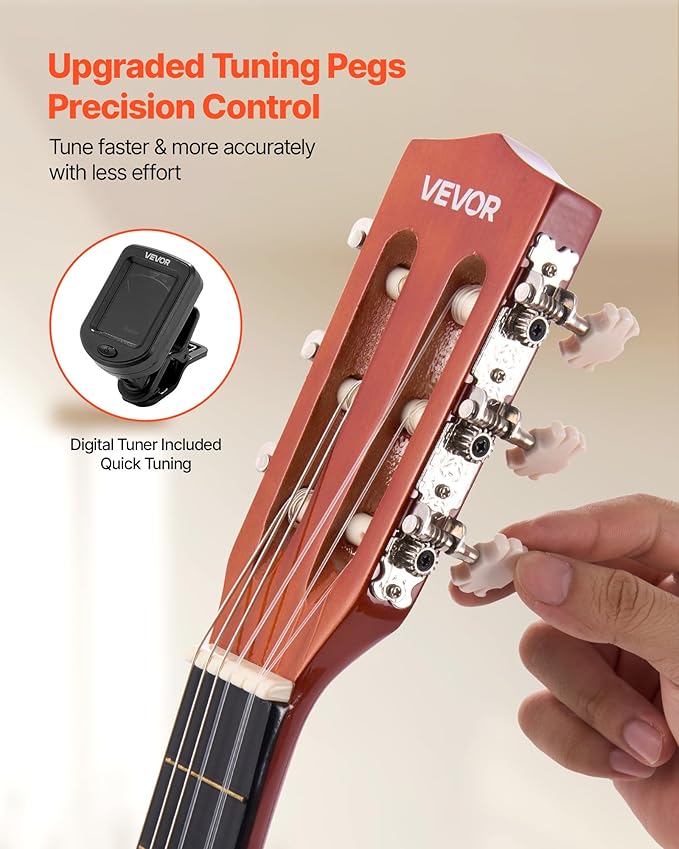 VEVOR Acoustic Guitar, Classical Guitar Starter Kit for Beginners, with Nylon Strings, Basswood Guitar, for Kids Adults Girls Boys Students