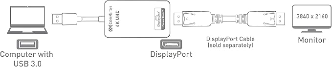 Cable Matters USB to 4K DisplayPort Adapter, USB 3.0 to DisplayPort, USB3 to DP Adapter for Windows