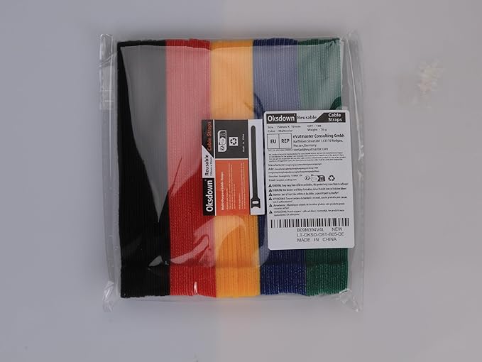 100 Pack 5 Color Reusable Cable Ties Multi Color Releasable Cable Straps Adjustable Hook and Loop Colorful Cable Wire Tidy for PC Cable Management