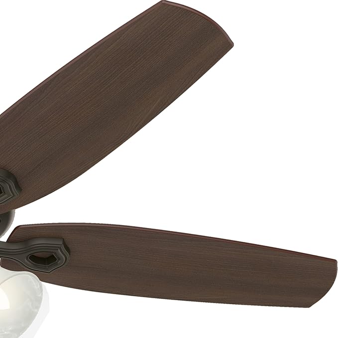 Hunter 52 inch Indoor Ceiling Fan with LED Lights - Bronze Ceiling Fan with Pull Chain, For Bedroom or Living Room, Standard Mount, No Remote, 5 Blades, Includes Bulbs - Builder Plus 53238, New Bronze