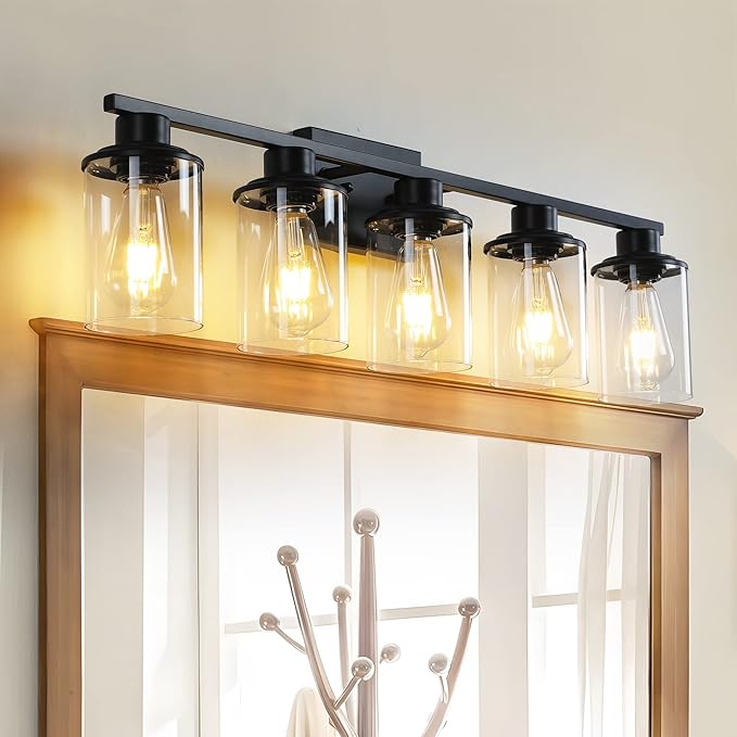 Black Bathroom Vanity Light Fixture 5-Light Vanity Lights for Bathroom Lighting Wall Sconce Lamp