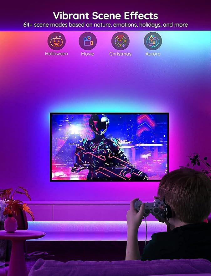 Govee Smart RGBIC LED Strip Lights 65.6ft, Alexa LED Light Strip Work with Google Assistant, Music Sync, DIY Multiple Colors on One Line, WiFi Color Changing Lights for Bedroom, Living Room, Holiday