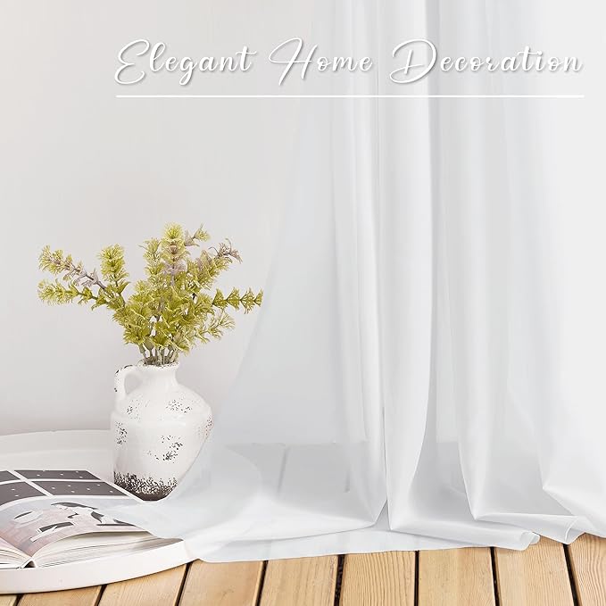 NICETOWN Scarf Curtain for Living Room - Elegant Solid Voile Sheer Valance Topper Long Window Treatment Scarf for Villa/Cottage (1 PC, Light Gray, W60 x L216)