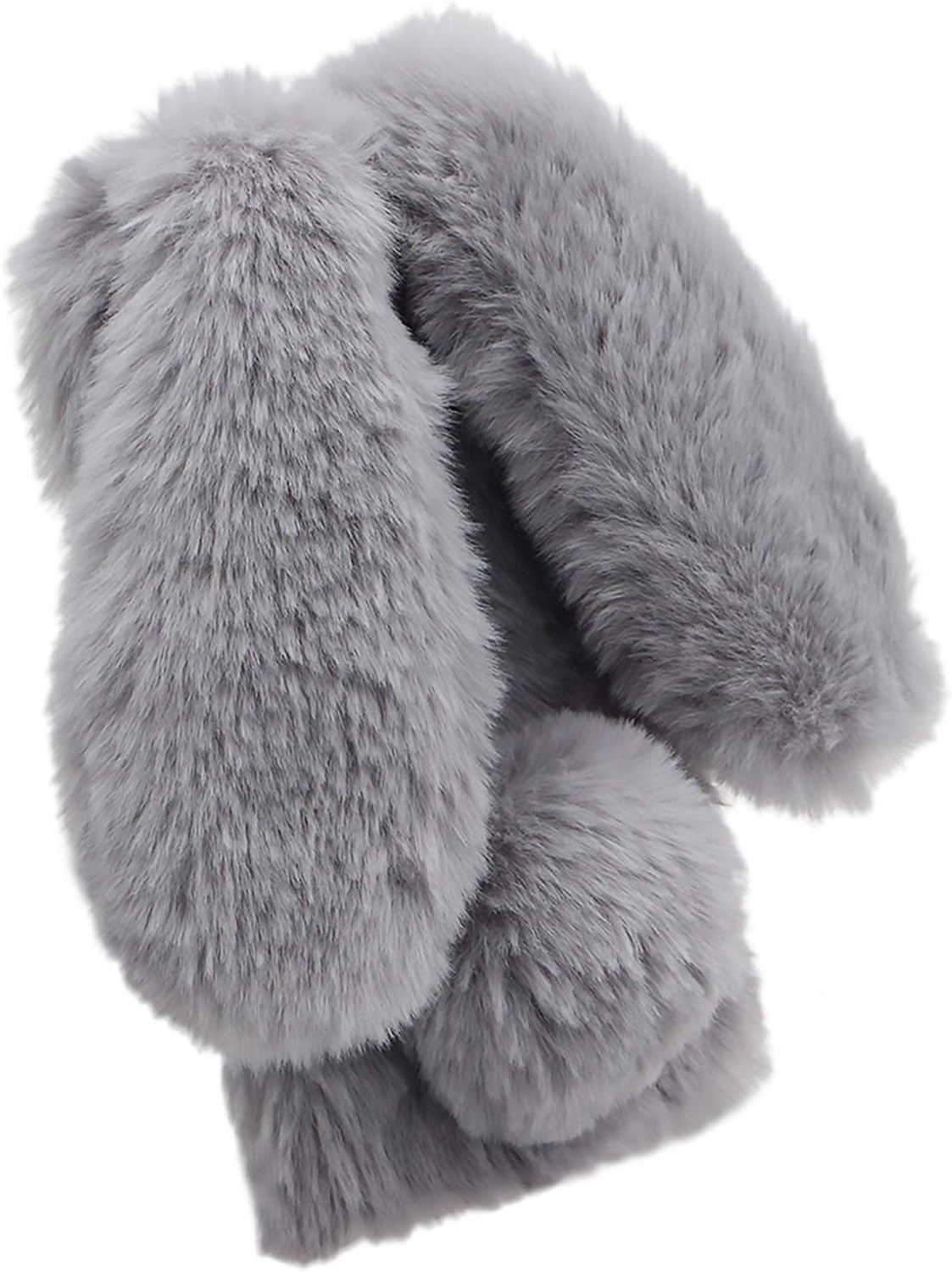Rabbit Case for LG Stylo 6, Cute 3D Bunny Ears Soft Furry Hairball Protective Skin Cover for Women Girls - Grey