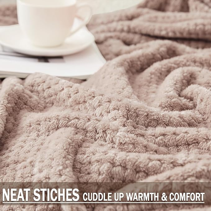 Exclusivo Mezcla Fleece Throw Blanket Extra Large, Super Soft and Warm Blankets for Couch, Sofa and Bed Waffle Textured, Cozy, Fuzzy and Lightweight (Camel, 50x70 Inches)