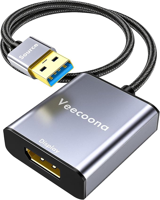USB to DisplayPort Adapter | 1080P 60Hz, USB 3.0 Male to DisplayPort Female Monitor Converter for Windows 7/8/10/11, MAC OS - Requires Driver