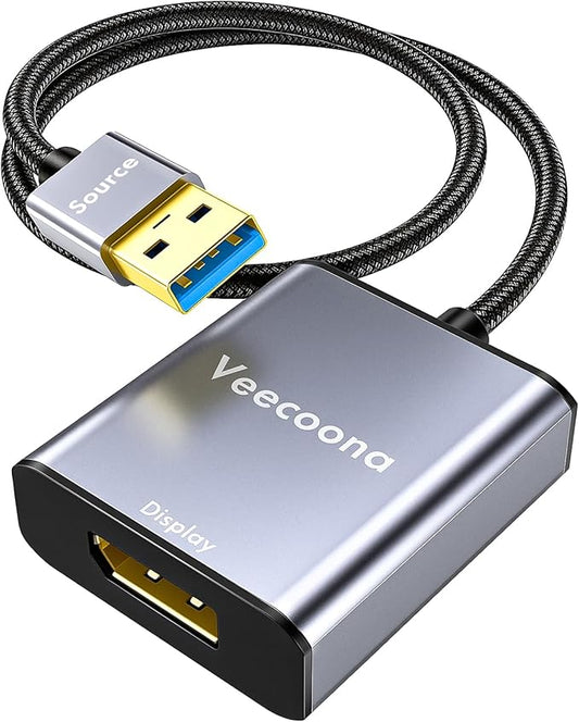 USB to DisplayPort Adapter | 1080P 60Hz, USB 3.0 Male to DisplayPort Female Monitor Converter for Windows 7/8/10/11, MAC OS - Requires Driver