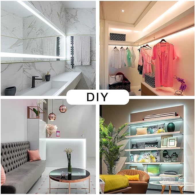 DAYBETTER White LED Strip Light, 20 ft Dimmable Bright Rope Lighting, 6500K 24V Strips, 360 LEDs 2835 Tape Lights for Bedroom, Kitchen, Mirror, Home Decoration(1 Roll)