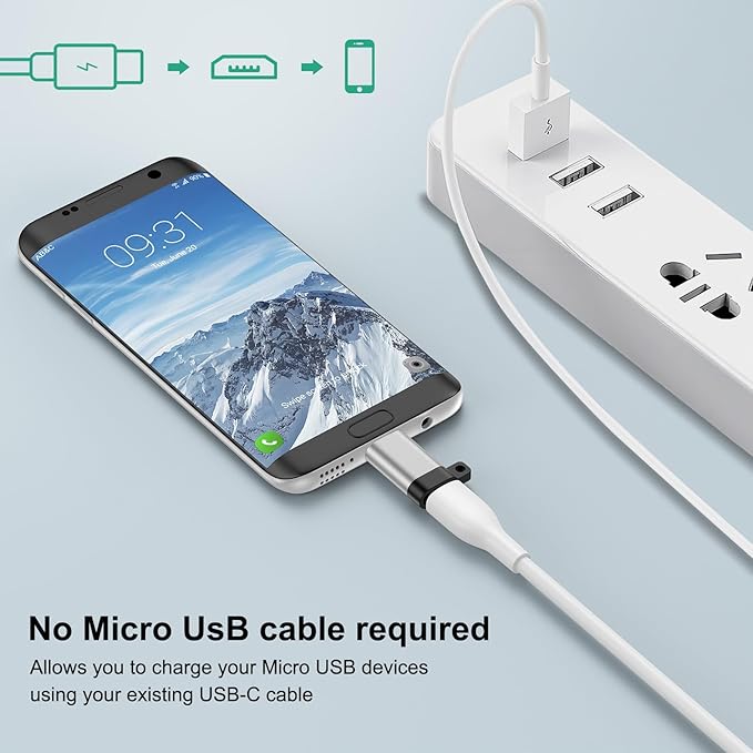USB C to Micro USB Adapter, 4-Pack Type C Female to Micro USB Male Convert Connector Support Charge Data Sync Compatible with Samsung Galaxy S7/S7 Edge/S6/S6 Edge/J3/J7/Note 6/5/LG G4/Nexus 4/5/6