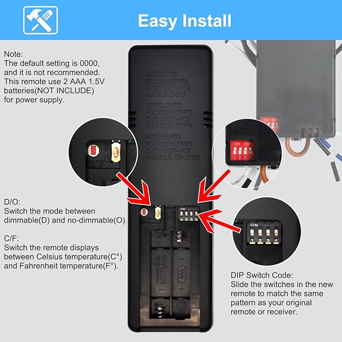 CENMING HD3 Replacement Remote for Hampton Bay Home Decorators Collection Ceiling Fan Remote Control,w/Thermostatic Control Light Dimmer Timer,for KUJCE10320 TR222A 2AAZPHD3 HD3(Remote Only)