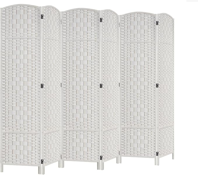 Rose Home Fashion 6 ft Tall Room Divider, Room Dividers and Folding Privacy Screens, 15.7in Privacy Screen 6 Panel Partition Temporary Wall Separation for Private, White