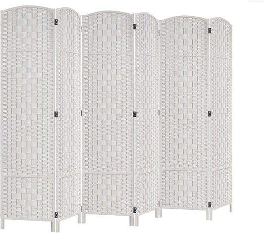 Rose Home Fashion 6 ft Tall Room Divider, Room Dividers and Folding Privacy Screens, 15.7in Privacy Screen 6 Panel Partition Temporary Wall Separation for Private, White