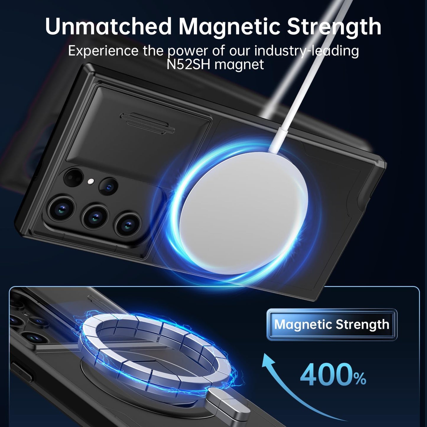 Samsung Galaxy S21 Ultra Case by FUNMIKO - Shockproof, Wireless Charging, Sliding Camera Cover, Magnetic Kickstand -