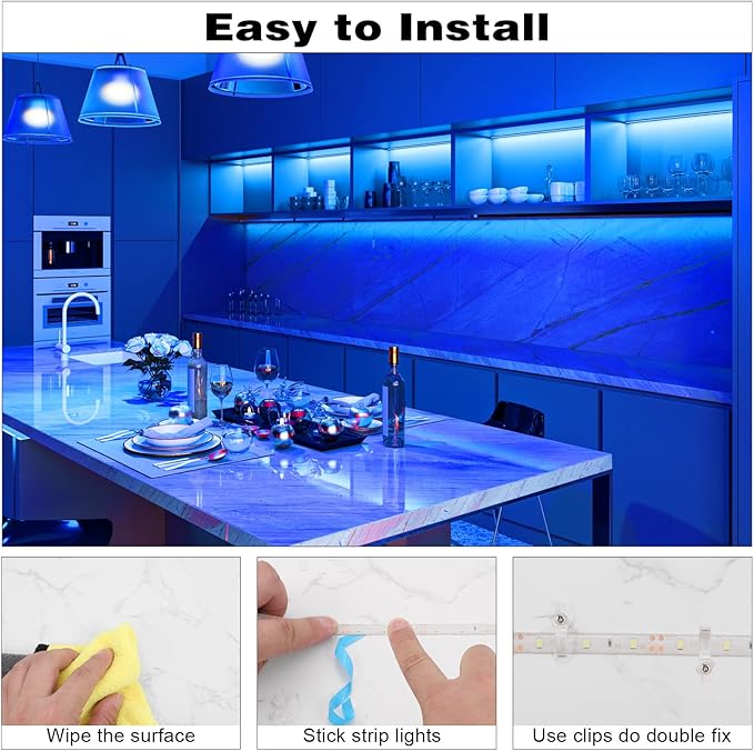 iNextStation 12V LED Light Strip IP65 Waterproof Blue LED Strip Lights 16.4ft/5m Cuttable 300 SMD 2835 LED Tape Flexible Led Lights for Bedroom Outdoor Indoor Decor (Power Adapter not Included)