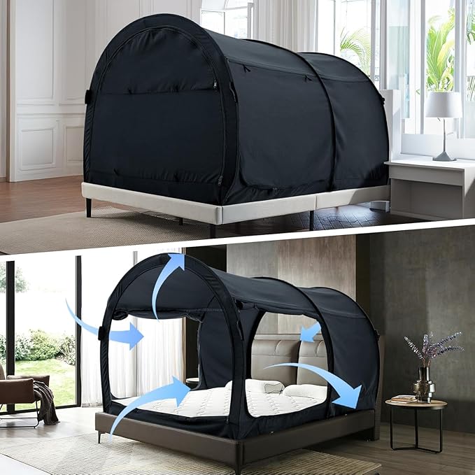 Alvantor Bed Tent Queen Blackout Sleeping Tent Bed for Adults Queen Size Beds Canopy Pop Up Indoor Tents Portable Dream Privacy Tents for Beds (Mattress Not Included)
