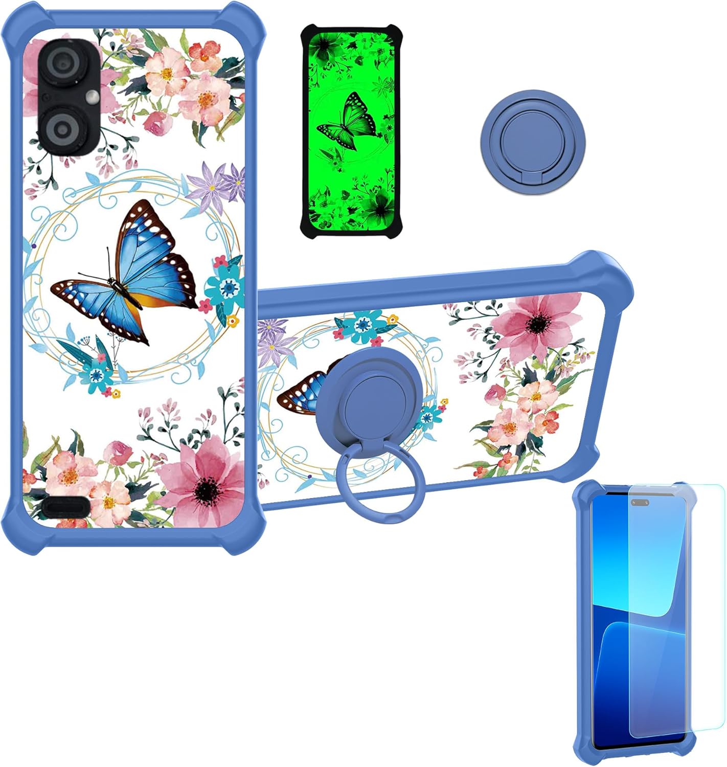 jioeuinly Nuu A23 Plus S6304l Case, Compatible with Tempered Glass Screen Protector, Ring Support, Luminous Effect,