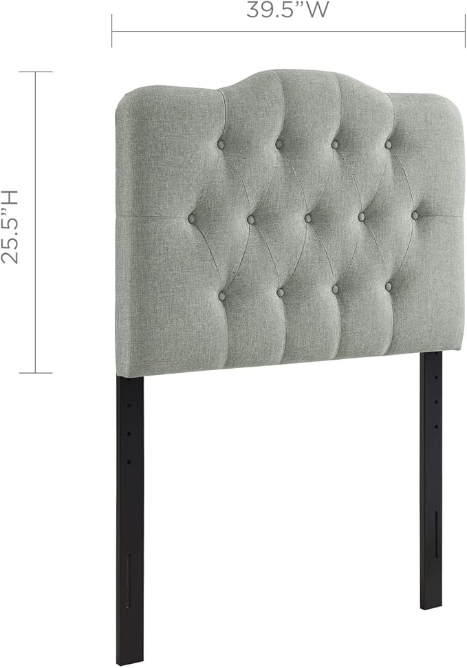 Modway MOD-5160 Annabel Tufted Button Linen Fabric Upholstered Twin Headboard in Gray