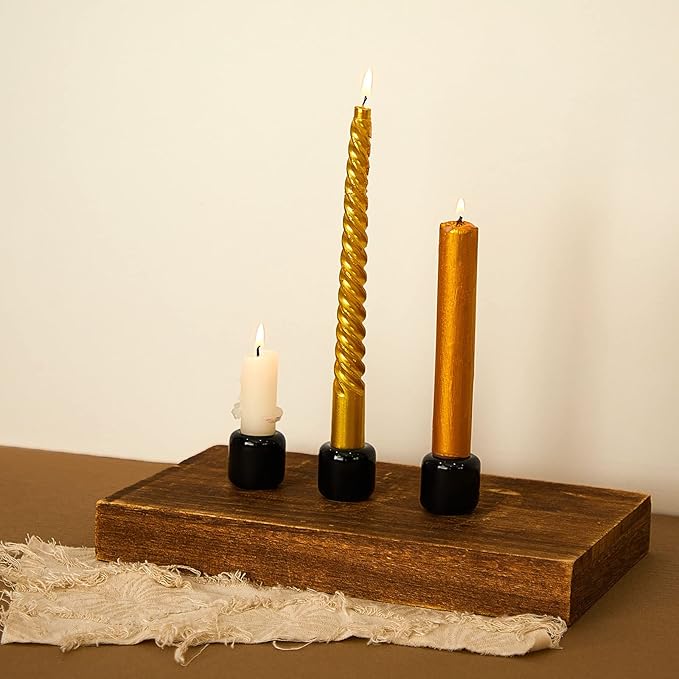 Suclain 20 Pieces 0.7 Inch Chime Candle Holder Small Candle Holders Ceramic Holder for Rituals, Spells, Vigil, Altar, Witchcraft, Wiccan Supplies(Black)