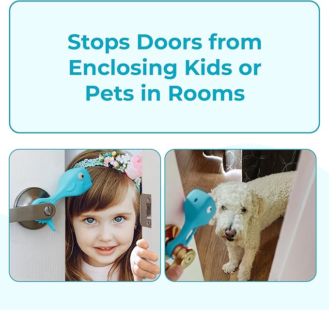 Baby Proofing Door Stopper, Door Pinch Guards Protect Child Fingers & PET Tails. Baby Safety Finger Protectors Prevent Pinch Injuries – Kids and Adults Love Whale Pinch Guard (Blue Pack of 2)