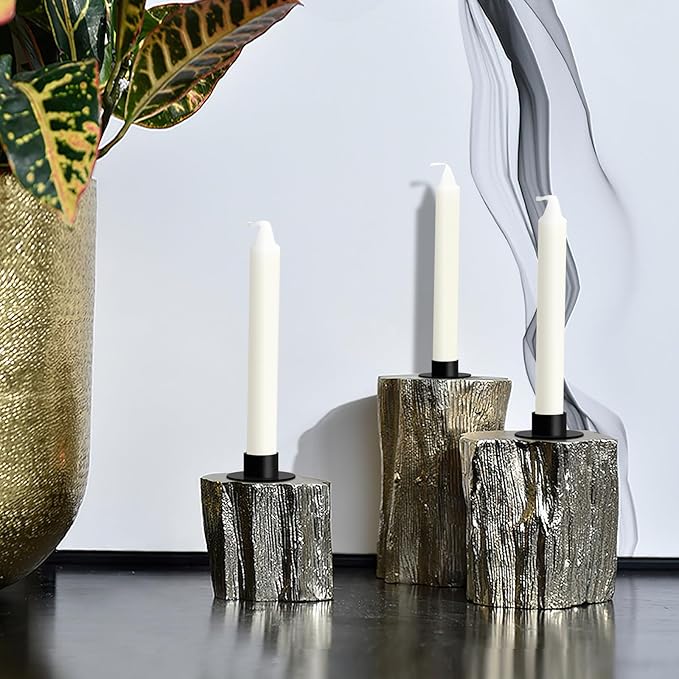 Gute Taper Candle Holder, Candle Holders for Pillar Candles, Matte Black Candlestick Holder Centerpieces for Home Decoration, Wedding Anniversary, Party, Housewarming Gifts,Set of 16,Round