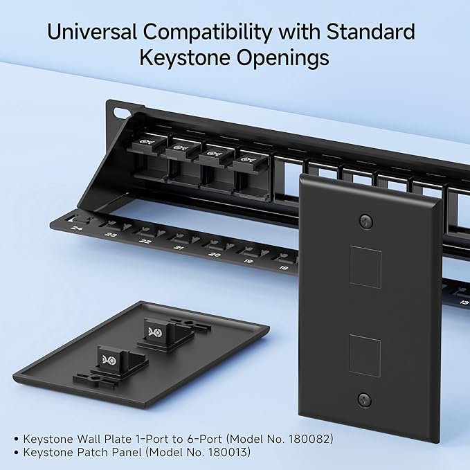 Cable Matters 20-Pack Blank Keystone Jack Inserts in Black, Blank Inserts for Keystone Wall Plates/Patch Panels
