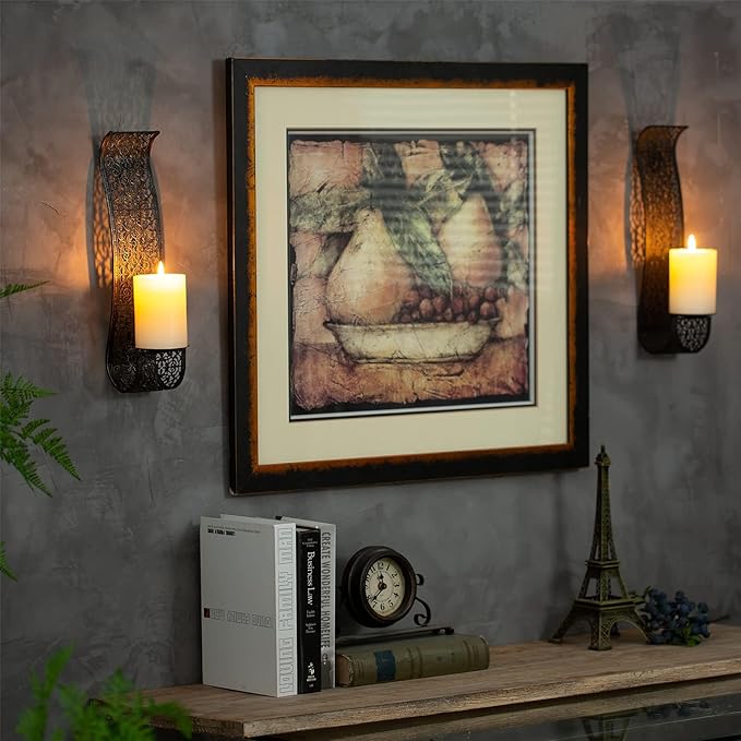 Sziqiqi Wall Candle Holder Decorative Candle Sconces - Wall-Mount Pillar Candles Holders for Living Room, Bathroom, Farmhouse, Wedding - Set of 2