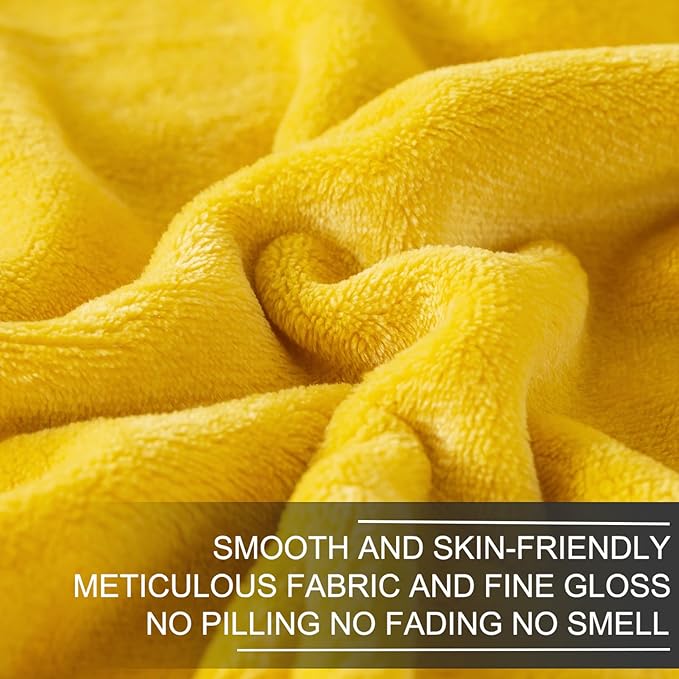 Fleece Blankets for All Season - Premium Lightweight Anti-Static Throw for Travel Size Bed Extra Soft Brush Fabric Warm Sofa Thermal Blanket 51" x 60"(Yellow)