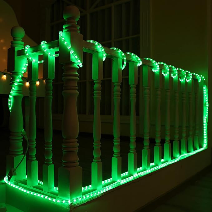 Brizled Green Rope Lights, 18ft 216 LED Christmas Rope Lights Connectable, 120V Plugin Green Tube Light Waterproof Indoor Outdoor Clear Christmas Tube Light for Xmas Patio Garden Party Home Decoration