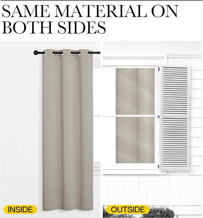 NICETOWN Noise Reducing Room Dividers Curtains Screens, Wide Width Grommet Top Curtain Panel for Living, Bedroom, Baby (One Pack, 8ft Tall x 15ft Wide, Natural)