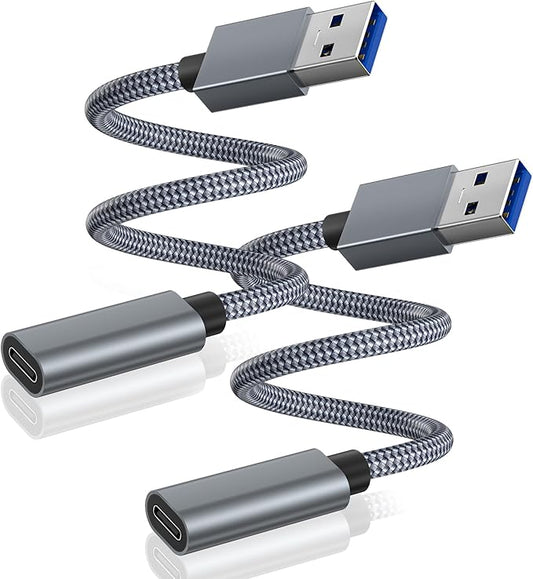 Basesailor USB 3.0 to USB C Adapter 3.3FT 2Pack,USBC Female to A Male Cable,5Gbps 3.1 Type C Charger Connector for Apple iPhone 17 17e 16 16e 15 Pro Max,iPad Air Mini 7,Samsung S26 S25 S24,Z Fold Flip