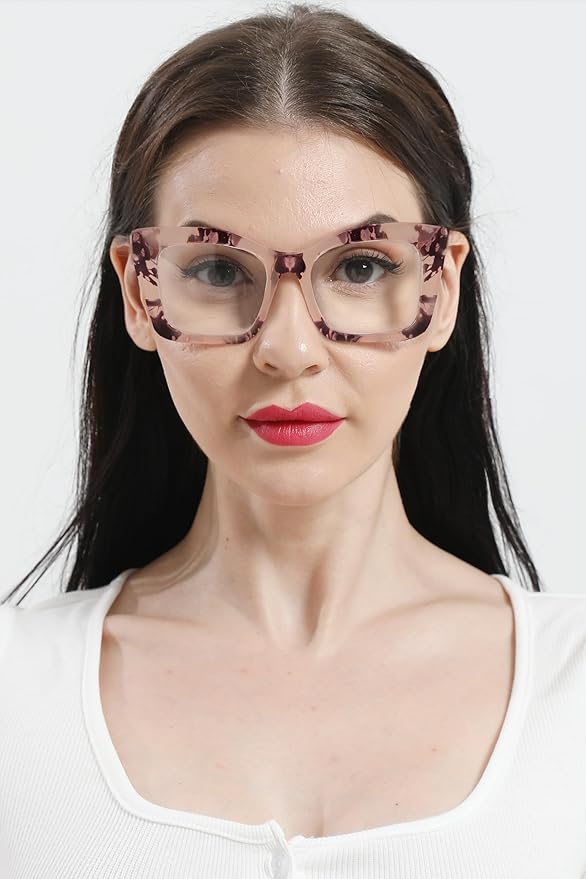 REAVEE Oversized Square Reading Glasses Oprah Style for Women, Blue Light Blocking Large Frame Computer Readers Spring Hinge