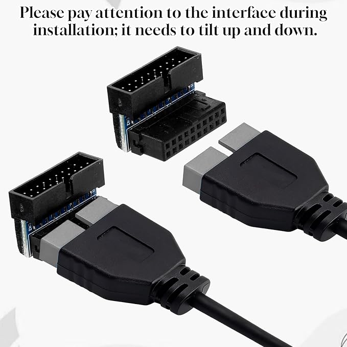 2 Pcs USB 3.0 Motherboard Adapter USB 3.0 90 Degree Adapter Motherboard 19pin/20pin Male to Female L Turn Right Angle Power Adapters for Desktop Motherboards Internal Header Adapters
