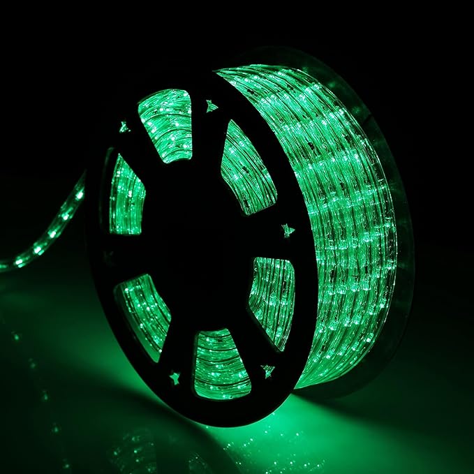 Green LED Rope Lights, 1080 LEDs Waterproof Rope Lights, 110V Cuttable Connectable Rope Lights Waterproof Decorative Lighting for Indoor/Outdoor, Patio, Halloween and Christmas Decorations