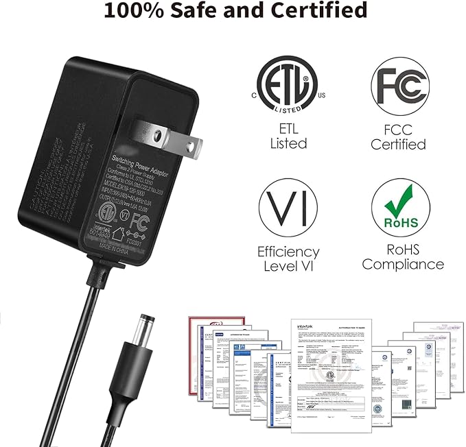 Tonton 12V 1A 10ft AC/DC Long Power Supply Adapter Cord 12W Wall Charger AC 100V-240V to DC 12 Volt with 8 Tips for LED Strip Light, CCTV Camera, BT Speaker, GPS, Webcam, Router, UL/CE/FCC Certified