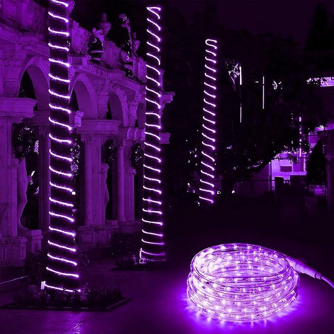 Brizled Purple Rope Lights, 18ft 216 LED Purple Halloween Lights, 120V Plugin Rope Light Connectable, Indoor Outdoor Halloween Light, Waterproof Holiday Lighting for Patio Xmas Deck Pool Camping Decor