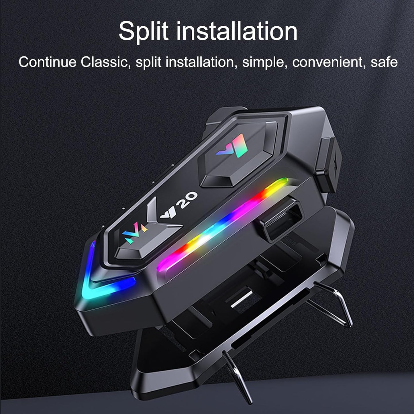 Y20 Motorcycle Helmet Bluetooth Headset, Bluetooth 5.3 with RGB Lighting, Smart Noise Reduction, HiFi Sound Quality