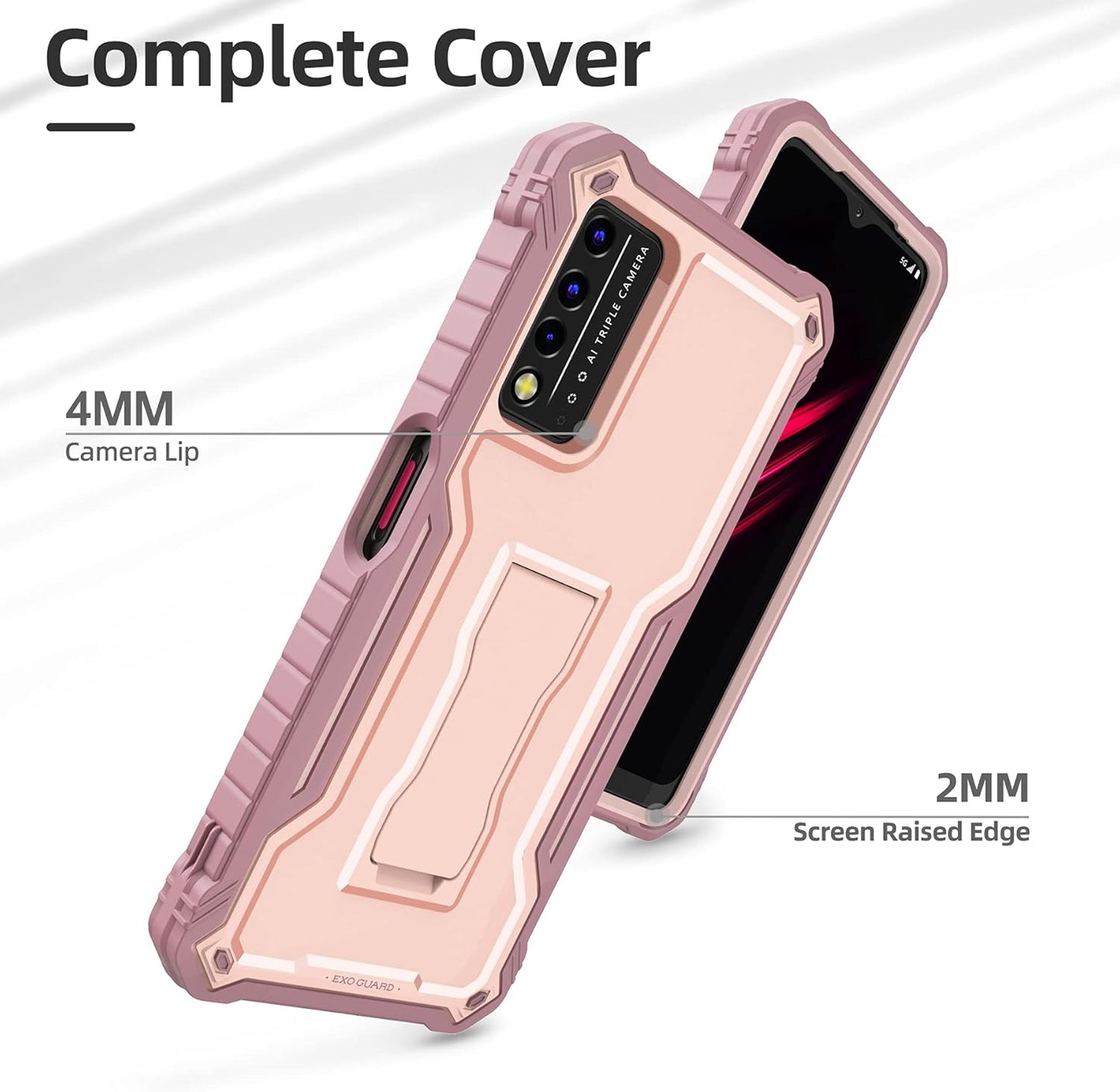ExoGuard Rubber Shockproof Case for T-Mobile REVVL V Plus 5G, Full-Body Cover with Built-in Screen Protector and
