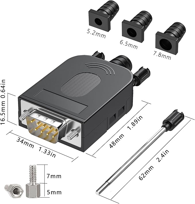 2Packs DB9 Serial Adapters No Soldering Needed. D-SUB 9-pin RS232 RS485 Adapter to Terminal Connector Signal Module with Bolts Nuts and Screwdriver (1PCS Male+1PCS Female)