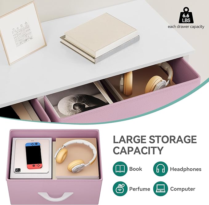 YITAHOME Double Dresser, Fabric Dresser with 8 Drawers, Chest of Drawers for Closet, Living Room, Sturdy Steel Frame, Wooden Top, Easy Pull Handle