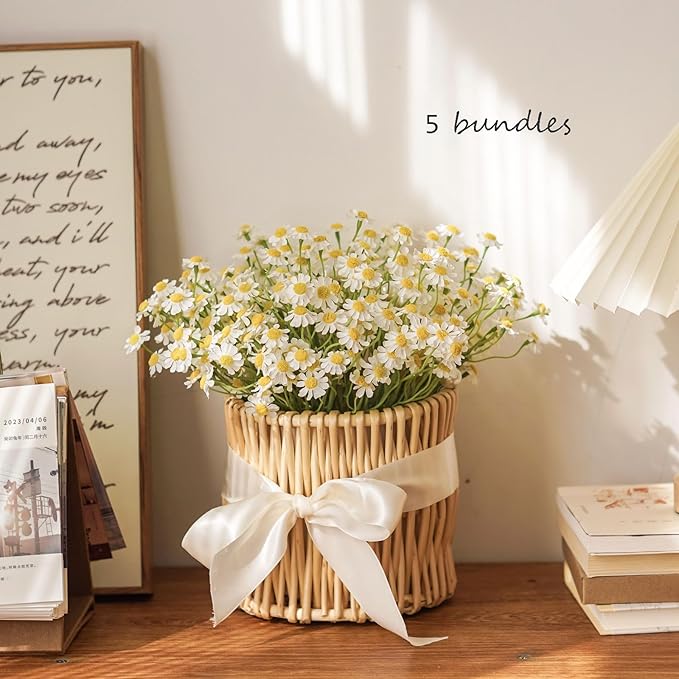 Small White Daisy Flowers Artificial,6 Bouquet/36Pcs 10 Inch Fake Daisies,Cute Spring Wildflowers for Centerpiece Table Decor