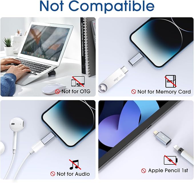 TechMatte Female USB C to Male Lightning Adapter 2 Pack 2.2A Charging Data Transfer, Compatible with iPhone 14, 13, 12, 11 Xs iPad iPod AirPods, Not for Audio Headphones/OTG Firewire Anti-Lost, Grey