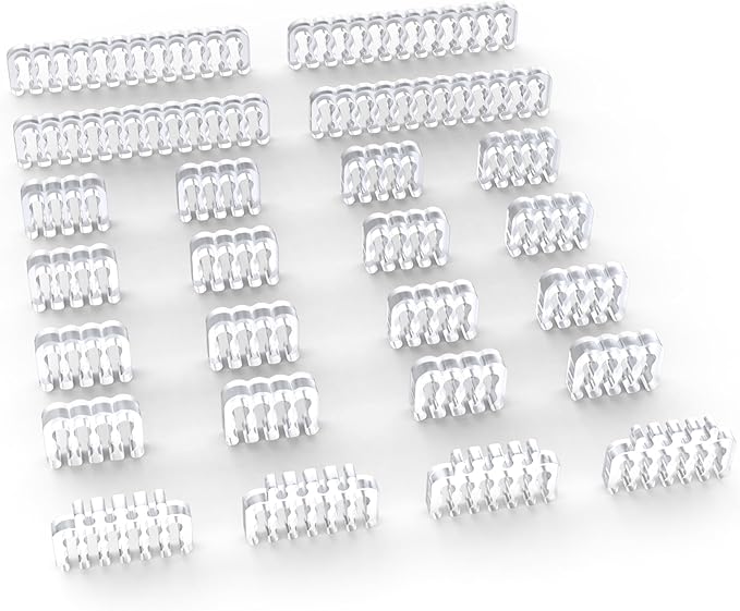SIRLYR PC Cable Comb,PSU Cables Combs kit for Extension Cable Management 24 PCS Set 12vhpwr Cable x 4,24 pin x 4,8 pin x 16,3 mm/0.11In up to 3.5 mm/0.13 in Wire Gauge Transparent, XS-03