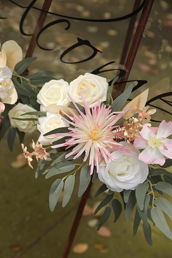 Artificial Flowers Combo Box Set Faux Fake Flower Leaf with Stems Arrangements for DIY Wedding Bouquets Party Table Centerpieces Home Decorations Yellow Pink