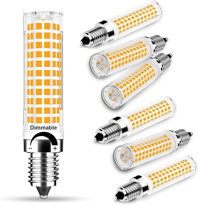 TAIYALOO Dimmable E12 LED Candelabra Bulb 100W Equivalent, Warm White 3000K, 1000 Lumen T6 E12 10W LED Chandelier Light Bulbs for Ceiling Fan Pendant Lighting Salt Lamp, 6 Pack