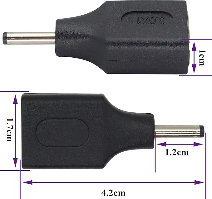 (2 Pack) DC 3.0 × 1.1mm to USB DC Power Extender 5 V USB 2.0 A Female to DC 3.0×1.1mm Male Plug DC Power Charge Barrel Connector for 5 Volt Small DC or USB Electronics Charging(F/3.0×1.1)
